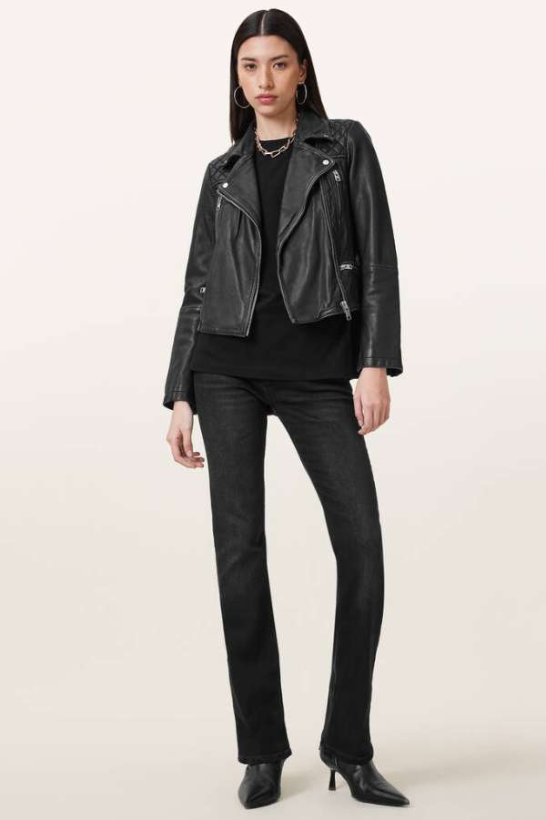 Cargo Distressed Leather Biker Jacket