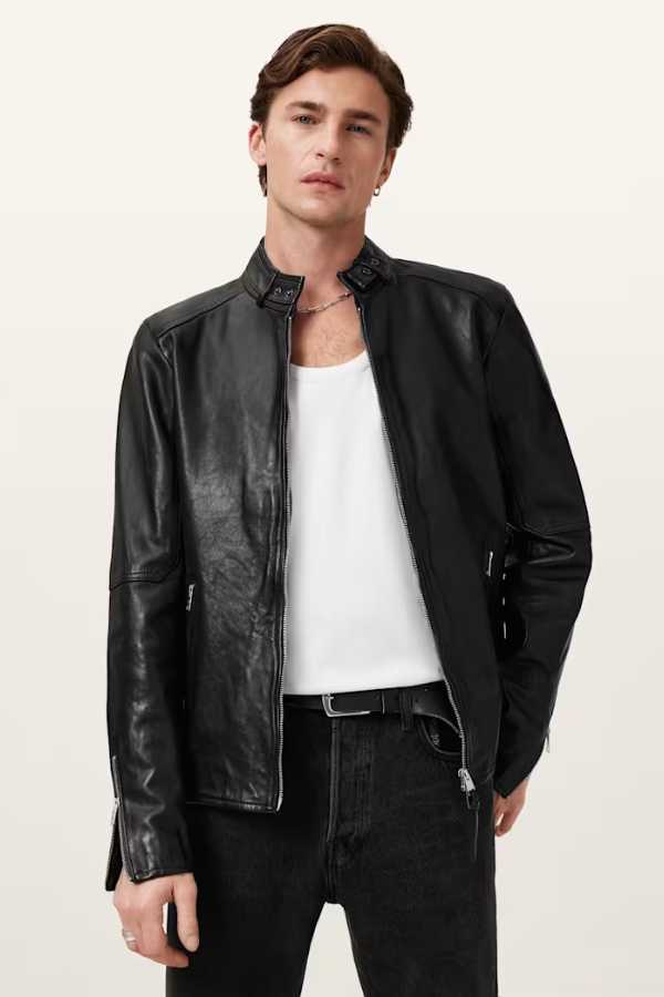 Cora Leather Snap Back Collar Jacket