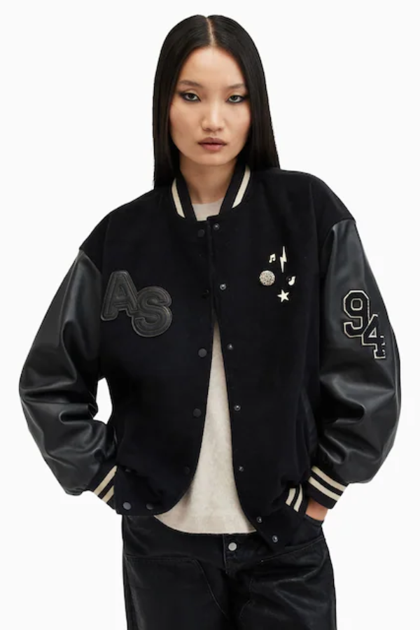 Women Black Valeria Varsity Jacket