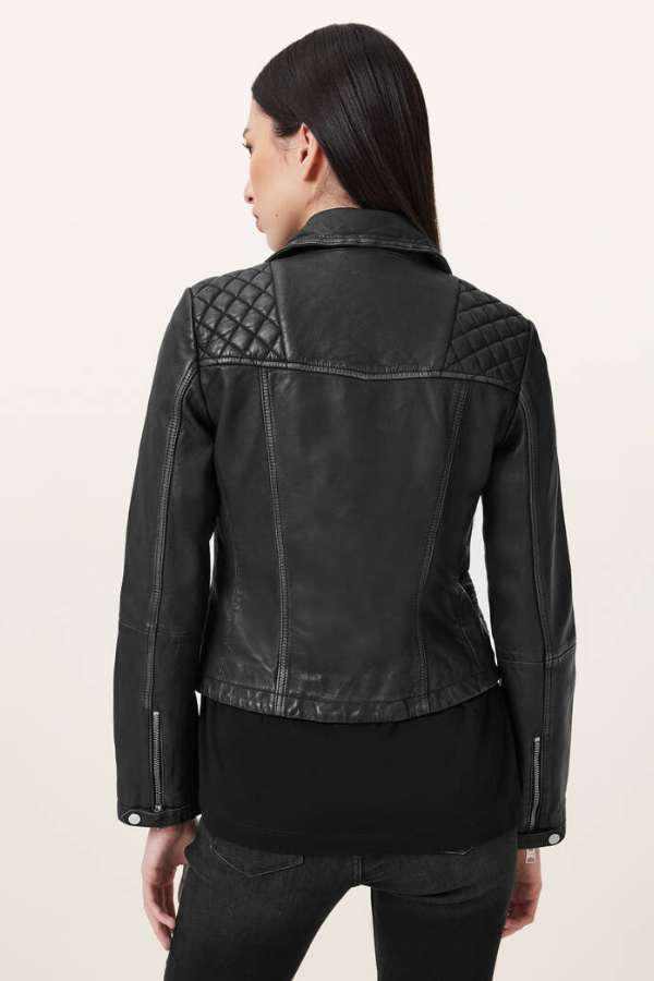 Cargo Distressed Leather Biker Jacket