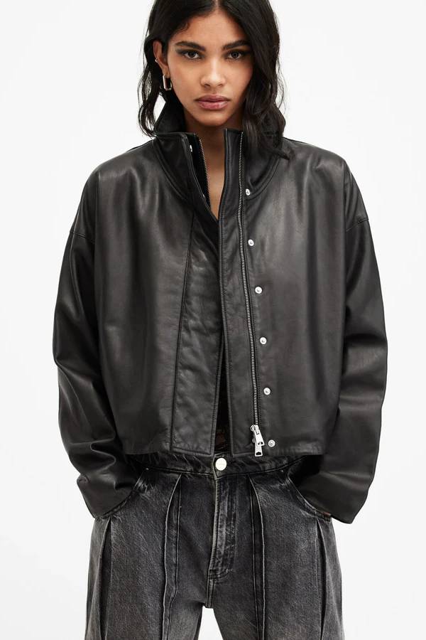 Ryder Funnel Neck Leather Jacket