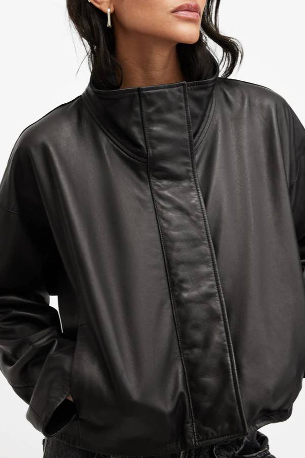 Ryder Funnel Neck Leather Jacket