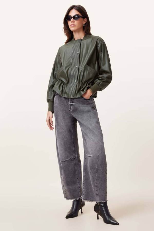 Sofi Drawstring Leather Bomber Jacket