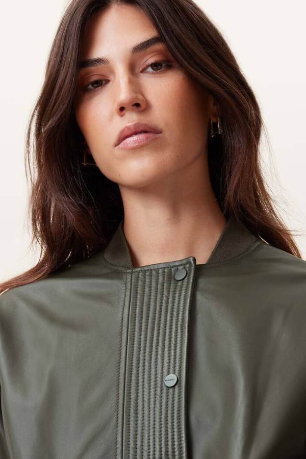 Sofi Drawstring Leather Bomber Jacket