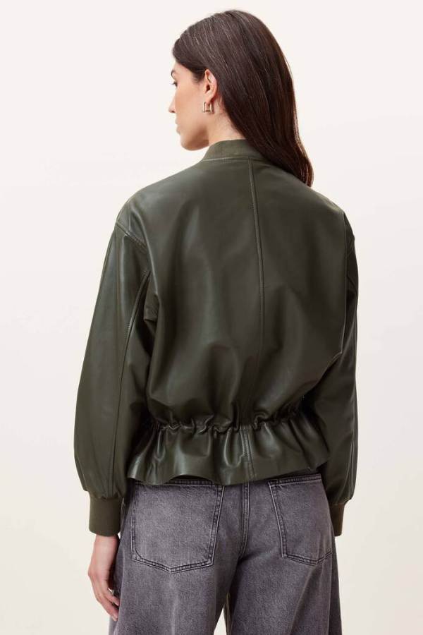 Sofi Drawstring Leather Bomber Jacket