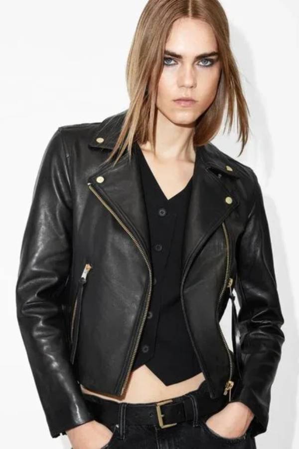 Dalby Slim Fit Leather Biker Jacket