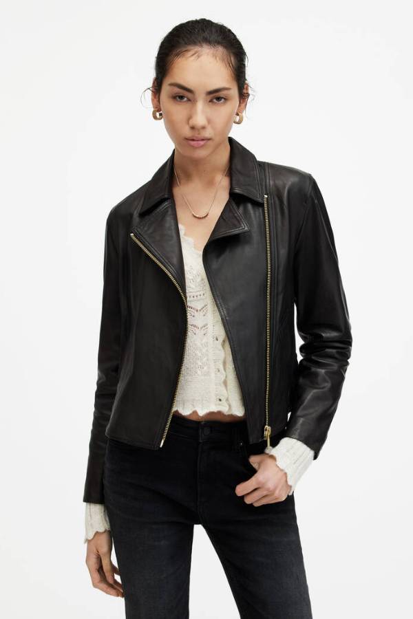 Vela Slim Fit Leather Biker Jacket