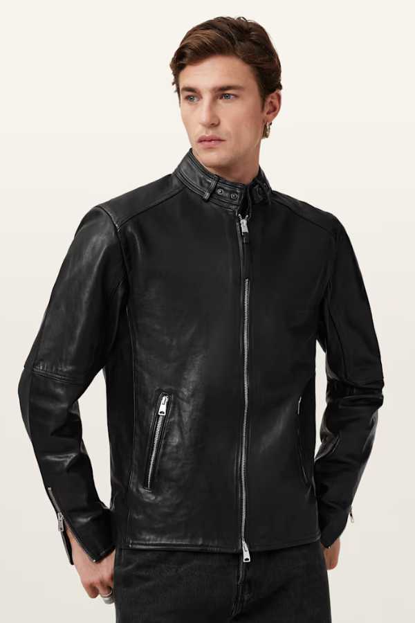 Cora Leather Snap Back Collar Jacket