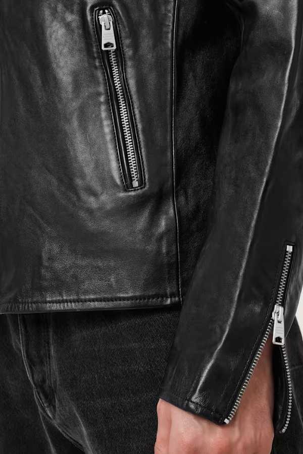 Cora Leather Snap Back Collar Jacket