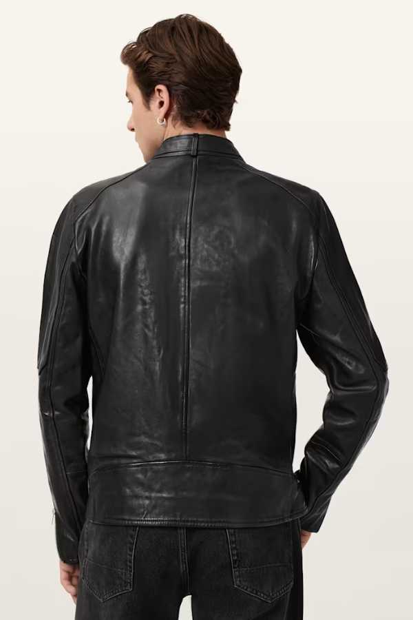 Cora Leather Snap Back Collar Jacket