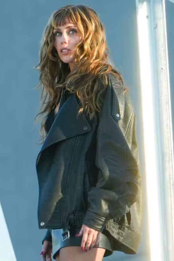 Miley Cyrus Black Leather Jacket
