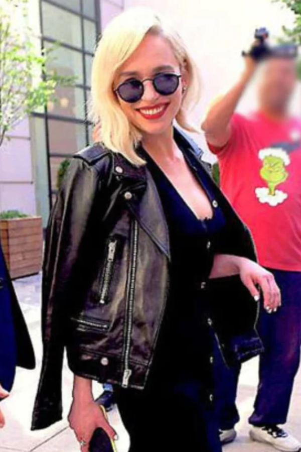 emilia clarke black jacket