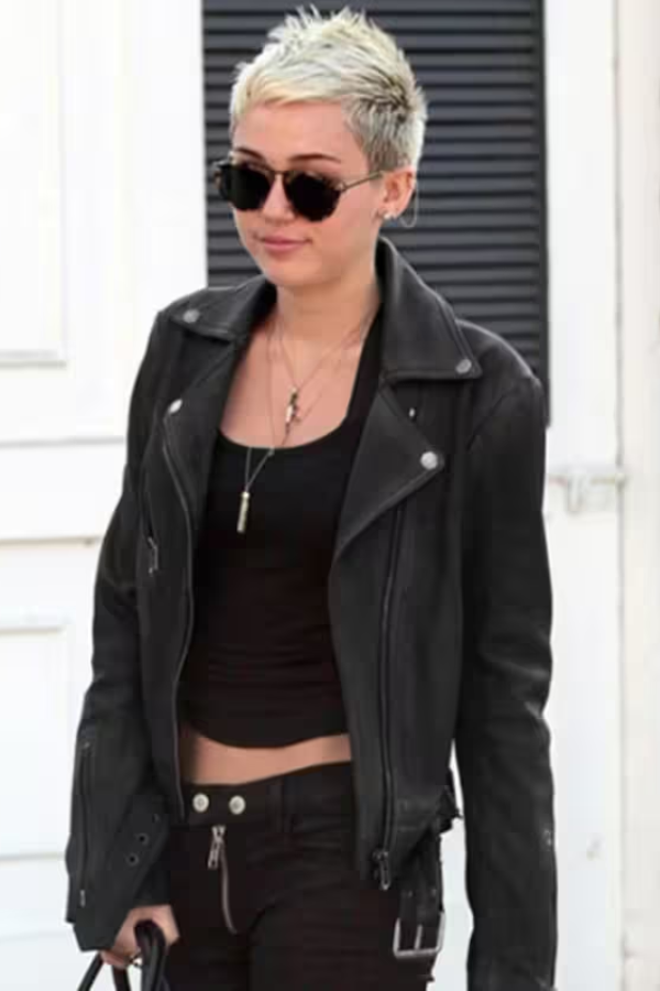 miley cyrus biker leather jacket